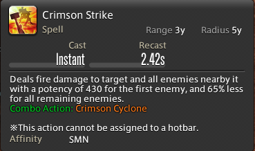 The in-game tooltip for Crimson Strike