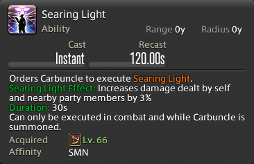 The in-game tooltip for Searing Light