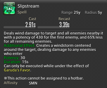 The in-game tooltip for Slipstream