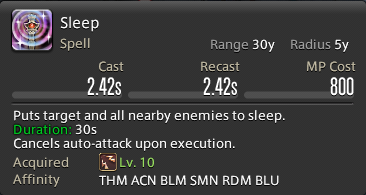 The in-game tooltip for Sleep